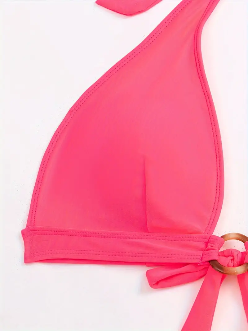 Bright Pink V-Neck Bikini