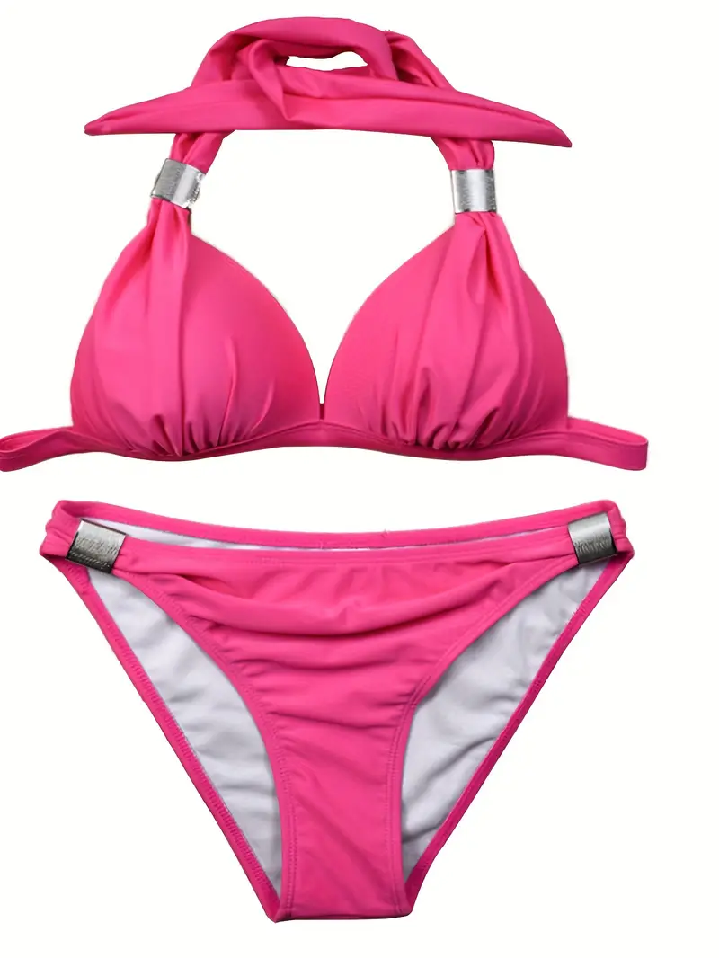 Dark Pink Halter Top Bikini