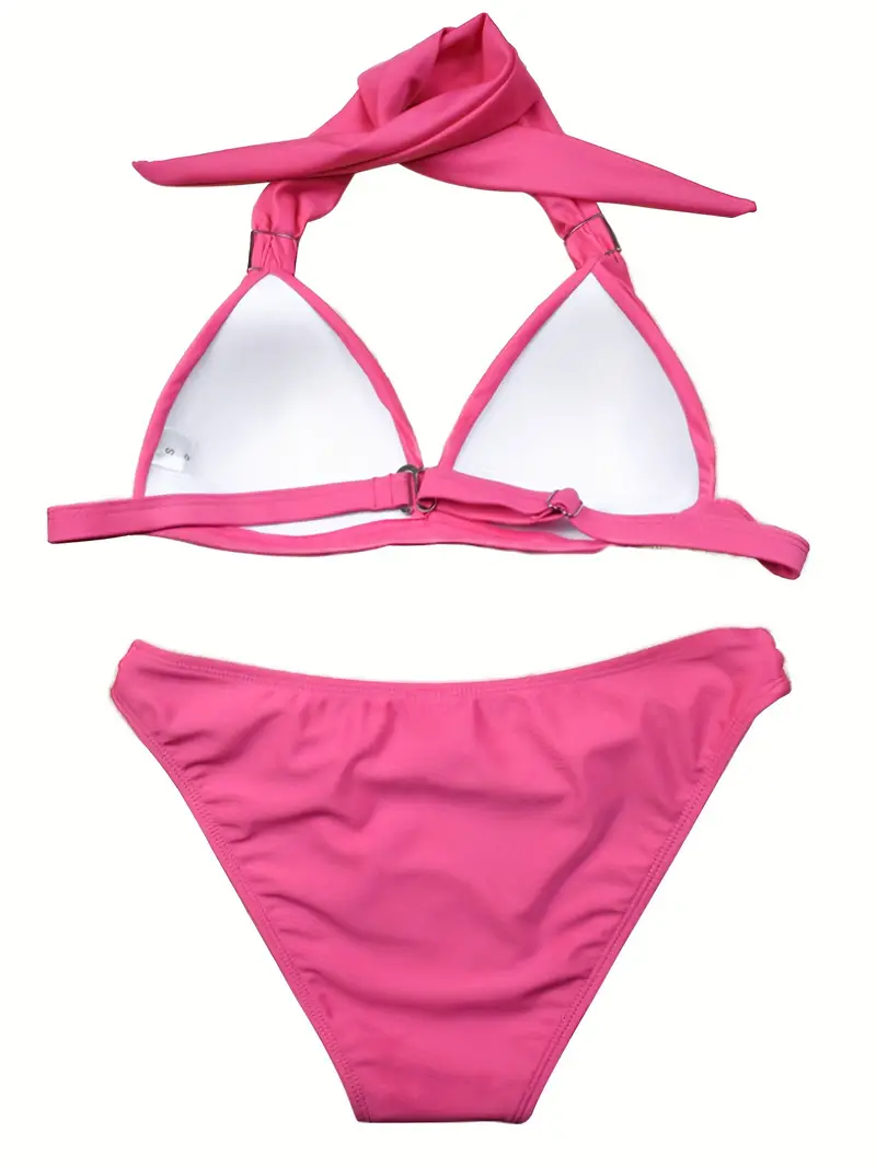 Dark Pink Halter Top Bikini