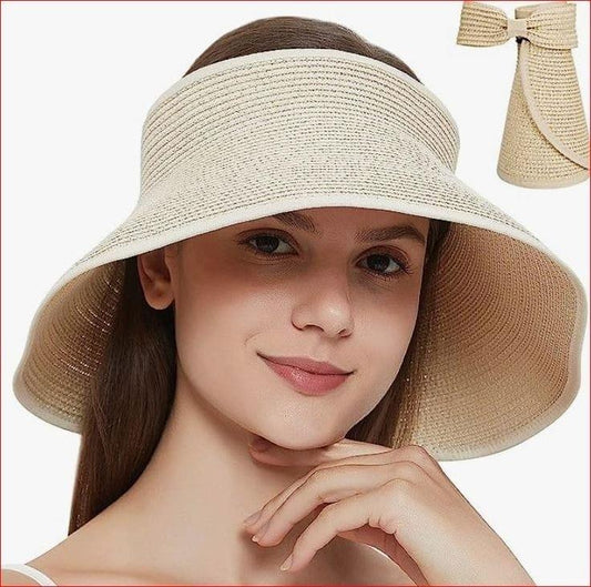 Elegant Open Top Straw Visor Hat