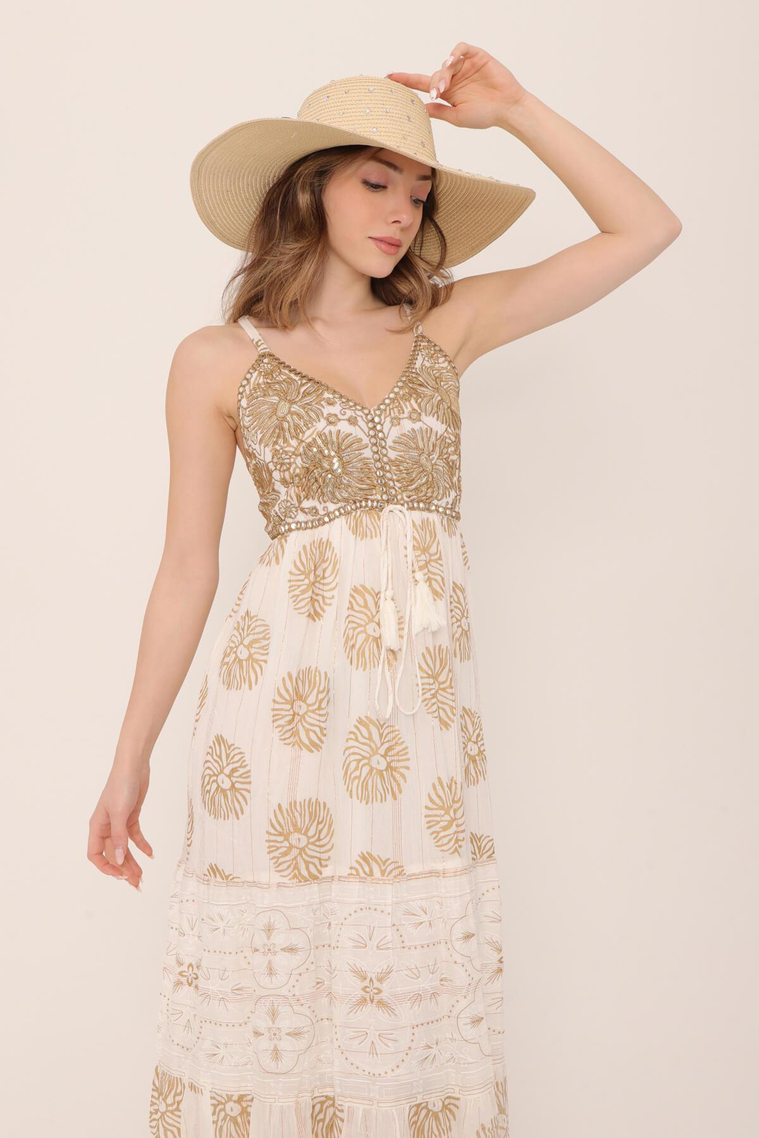 One Size Sequin Embroidered Dress