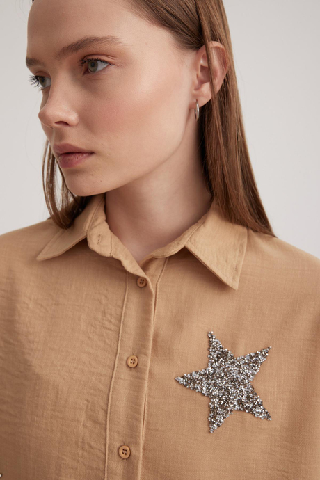 Linen Shirt with Star Detail